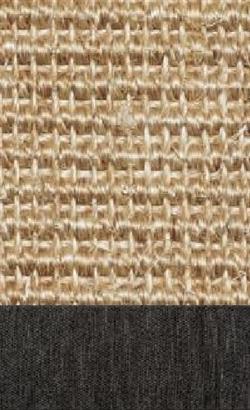 Sisal Salvador creme 003 tæppe med kantbånd i Mønstret sort